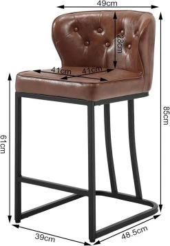 WOLTU Barhocker Barstühle Gepolstert, Mit Rückenlehne Fußstütze, Aus Wachs-Kunstleder -Möbel Store Barhocker Barstuehle Rueckenlehne Fussstuetze aus Wachs Kunstleder W0ATT0373 Braun5 1280x1280