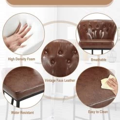 WOLTU Barhocker Barstühle Gepolstert, Mit Rückenlehne Fußstütze, Aus Wachs-Kunstleder -Möbel Store Barhocker Barstuehle Rueckenlehne Fussstuetze aus Wachs Kunstleder W0ATT0373 Braun7 1280x1280