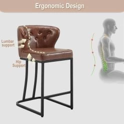 WOLTU Barhocker Barstühle Gepolstert, Mit Rückenlehne Fußstütze, Aus Wachs-Kunstleder -Möbel Store Barhocker Barstuehle Rueckenlehne Fussstuetze aus Wachs Kunstleder W0ATT0373 Braun8 1280x1280