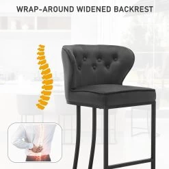 WOLTU Barhocker Bistrohocker Mit Rückenlehne, Fußstütze, Samtbezug Aus Metall -Möbel Store Barhocker Barstuhl Bistrohocker Samtbezug f r Bar K cheninsel aus Metall W0ATT0079 Dunkelgrau 4 1280x1280