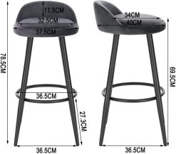 WOLTU Barhocker Bistrohocker Tresenhocker Mit Fußstütze Aus Samt Metall -Möbel Store Barhocker Bistrohocker Samt Metall BH296dgr 2 dunkelgrau3 1280x1280