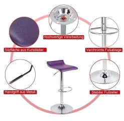 Design Hocker Barhocker, Stufenlose Höhenverstellung, Verchromter Stahl -Möbel Store Barhocker Design Barstuhl Lounge 2er Set BH11ws BH11bd 13 1280x1280 1