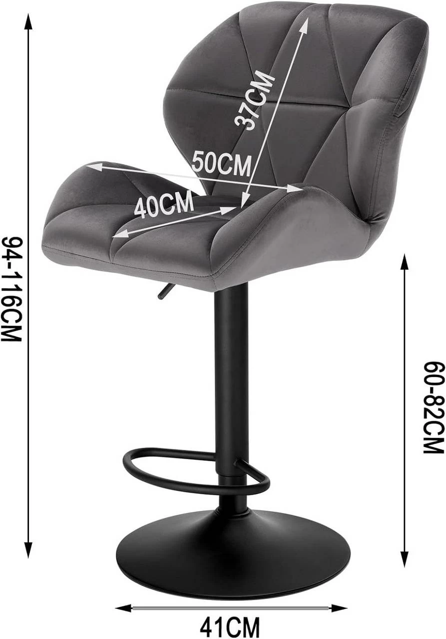 WOLTU Barhocker Designer Hocker Mit Rückenlehne, Höhenverstellbar, Drehbar, Samt 3 WOLTU Barhocker Designer Hocker Mit Rückenlehne, Höhenverstellbar, Drehbar, Samt – Bild 3