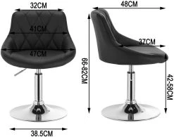 2er-Set Barhocker Mit Rückenlehne Aus Kunstleder -Möbel Store Barhocker Tresenhocker Kunstleder Metall Drehbar schwarz3 1280x1280