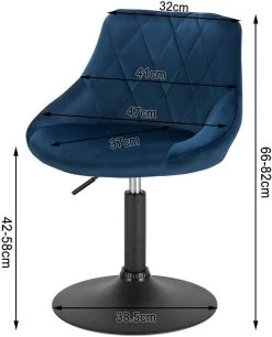 WOLTU Barhocker Tresenhocker Barsessel Mit Rückenlehne Aus Samt Und Metall -Möbel Store Barhocker Tresenhocker Samt Metall Drehbar blau3 1280x1280