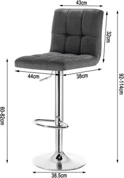 WOLTU Barhocker Drehbar Höhenverstellbar, Gemütliche Weiche Sitzfläche Leinen -Möbel Store Barhocker drehbar hoehenverstellbar gemuetliche weiche Sitzflaeche Leinen BH32dgr Dunkelgrau4 1280x1280