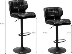 WOLTU Barhocker, Tresenhocker Höhenverstellbar, Drehbar, Gepolstert, Kunstleder, Metall -Möbel Store Barhocker hoehenverstellbar drehbar gepolstert Kunstleder Metall W0ATT0211 1 schwarz3 1280x1280