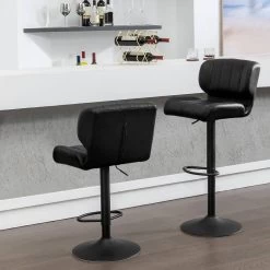 WOLTU Barhocker, Tresenhocker Höhenverstellbar, Drehbar, Gepolstert, Kunstleder, Metall -Möbel Store Barhocker hoehenverstellbar drehbar gepolstert Kunstleder Metall W0ATT0211 1 schwarz7 1280x1280