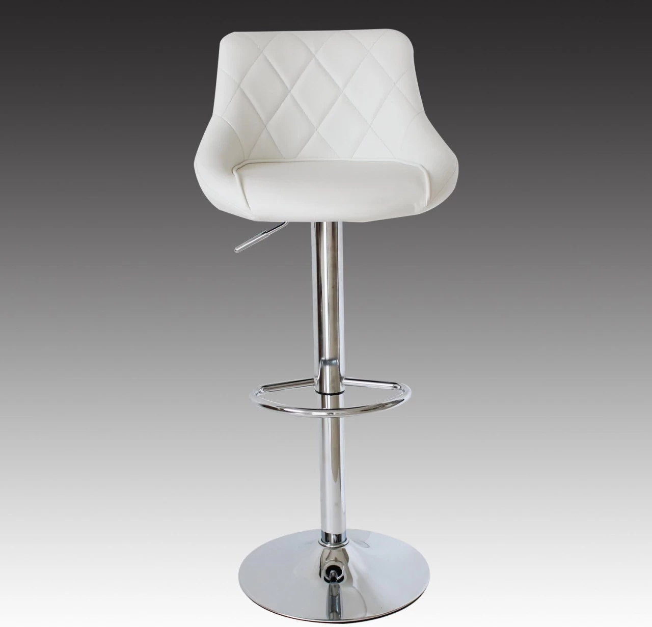 2er Set Barhocker, Stufenlose Höhenverstellung, Verchromter Stahl Kunstleder Weiß 5 2er Set Barhocker, Stufenlose Höhenverstellung, Verchromter Stahl Kunstleder Weiß – Bild 5