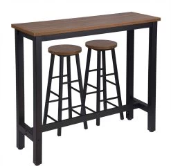 1 X Bartisch + 2 X Barhocker Set, Metallgestell, MDF