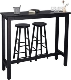 1 X Bartisch + 2 X Barhocker Set, Metallgestell, MDF -Möbel Store Bartisch Barhocker Set Metallgestell MDF BT17sz BH130sz 2 schwarz4 1280x1280