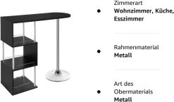 Bartisch Stehtisch Bistrotisch, Mit 3 Ablagefläche&Weinregale, Metall, MDF -Möbel Store Bartisch Stehtisch Bistrotisch mit 3 Ablagefl che Weinregale Metall MDF BT22sz schwarz1 1280x1280