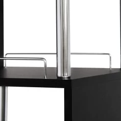 Bartisch Stehtisch Bistrotisch, Mit 3 Ablagefläche&Weinregale, Metall, MDF -Möbel Store Bartisch Stehtisch Bistrotisch mit 3 Ablagefl che Weinregale Metall MDF BT22sz schwarz3 1280x1280