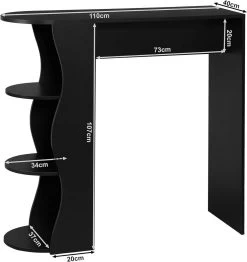 WOLTU Bartisch Stehtisch Küchentisch Tresentisch, Mit 3 Regalfächern, Holzwerkstoff -Möbel Store Bartisch Stehtisch Kuechentisch Tresentisch 3 Regalfaechern Holzwerkstoff W0ATT0332 Schwarz3 1280x1280