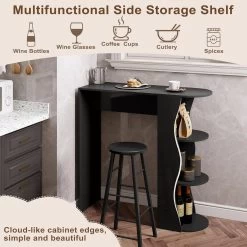 WOLTU Bartisch Stehtisch Küchentisch Tresentisch, Mit 3 Regalfächern, Holzwerkstoff -Möbel Store Bartisch Stehtisch Kuechentisch Tresentisch 3 Regalfaechern Holzwerkstoff W0ATT0332 Schwarz4 1280x1280