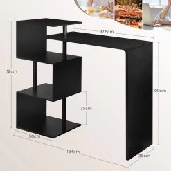 Bartisch Stehtisch Bartheke Tresentisch Drehbar, Mit 3 Ablagefläche, Metall, MDF -Möbel Store Bartisch mit 3 Ablageflaech aus Metall MDF drehbar BT27sz 4 1280x1280