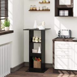Bartisch, Mit 3 Regalfächern, Aus Holzwerkstoff, Tischhöhe 112 Cm -Möbel Store Bartisch mit 3 Regalf chern aus Holzwerkstoff Tischh he 12 cm BT36sz Schwarz2 1280x1280