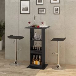 Bartisch, Mit 3 Regalfächern, Aus Holzwerkstoff, Tischhöhe 112 Cm -Möbel Store Bartisch mit 3 Regalf chern aus Holzwerkstoff Tischh he 12 cm BT36sz Schwarz6 1280x1280