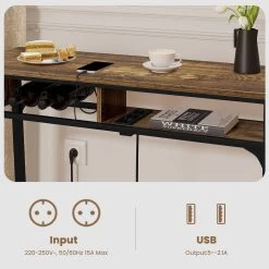 WOLTU Bartisch Mit Ladefunktion 2 Steckdosen 2 USB-Anschlüssen, Vintage Holzoptik -Möbel Store Bartisch mit Ladefunktion 2 Steckdosen 2 USB Anschluessen W0ATT0395 Vintage Holzoptik5 1280x1280