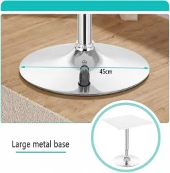 Bartisch, Mit Trompetenfuß, Drehbare Tischplatte Aus Robustem MDF, Höhenverstellbar, Weiß -Möbel Store Bartisch mit Trompetenfuss drehbare Tischplatte aus robustem MDF h henverstellbar BT03ws Weiss2 1280x1280