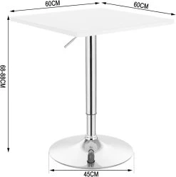 Bartisch, Mit Trompetenfuß, Drehbare Tischplatte Aus Robustem MDF, Höhenverstellbar, Weiß -Möbel Store Bartisch mit Trompetenfuss drehbare Tischplatte aus robustem MDF h henverstellbar BT03ws Weiss6 1280x1280