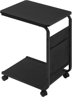 Beistelltisch Couchtisch Mit 2 Ablagen 1 Seitentasche, Sofatisch Auf Rollen, Wohnzimmertisch Schwarz -Möbel Store Beistelltisch Couchtisch mit 2 Ablagen 1 Seitentasche Sofatisch auf Rollen Wohnzimmertisch BTS04sz Schwarz7 1280x1280