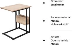 Beistelltisch Kaffeetisch Laptoptisch, Aus Spanplatte&Metall,55x36x59,5cm(BxTxH) -Möbel Store Beistelltisch Kaffeetisch Laptoptisch aus Spanplatte Metall 55x36x59 5cm BxTxH TS79hei Helleiche1 1280x1280