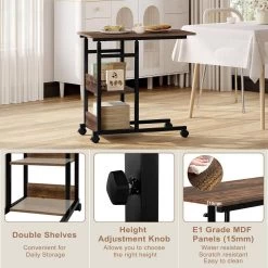 WOLTU Beistelltisch Sofatisch, Höhenverstellbar, Metall Holzwerkstoff, Vintage-Holzoptik -Möbel Store Beistelltisch Sofatisch hoehenverstellbar Metall Holzwerkstoff W0ATT0299 Vintage Holzoptik5 1280x1280