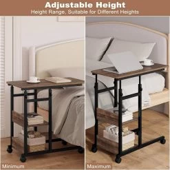 WOLTU Beistelltisch Sofatisch, Höhenverstellbar, Metall Holzwerkstoff, Vintage-Holzoptik -Möbel Store Beistelltisch Sofatisch hoehenverstellbar Metall Holzwerkstoff W0ATT0299 Vintage Holzoptik7 1280x1280