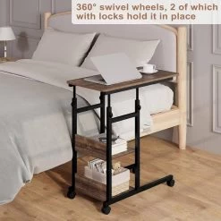 WOLTU Beistelltisch Sofatisch, Höhenverstellbar, Metall Holzwerkstoff, Vintage-Holzoptik -Möbel Store Beistelltisch Sofatisch hoehenverstellbar Metall Holzwerkstoff W0ATT0299 Vintage Holzoptik9 1280x1280