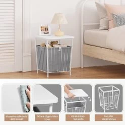 WOLTU Beistelltisch Mit Stauraum, Abnehmbare Tischplatte, Aus Metall Holzwerkstoff, Weiß -Möbel Store Beistelltisch Stauraum abnehmbare Tischplatte aus Metall Holzwerkstoff W0ATT0323 weiss4 1280x1280