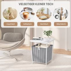 WOLTU Beistelltisch Mit Stauraum, Abnehmbare Tischplatte, Aus Metall Holzwerkstoff, Weiß -Möbel Store Beistelltisch Stauraum abnehmbare Tischplatte aus Metall Holzwerkstoff W0ATT0323 weiss6 1280x1280