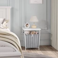 WOLTU Beistelltisch Mit Stauraum, Abnehmbare Tischplatte, Aus Metall Holzwerkstoff, Weiß -Möbel Store Beistelltisch Stauraum abnehmbare Tischplatte aus Metall Holzwerkstoff W0ATT0323 weiss7 1280x1280