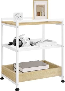 Beistelltisch Mit Rollen, Feststellbar, 3 Ablagen 1 Abnehmbares Tablett