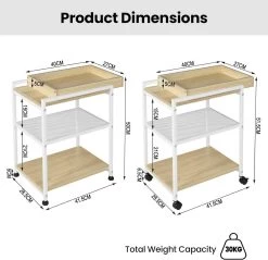 Beistelltisch Mit Rollen, Feststellbar, 3 Ablagen 1 Abnehmbares Tablett -Möbel Store Beistelltisch mit Rollen feststellbar 3 Ablagen 1 abnehmbares Tablett W0ATT0116 Helle Eiche3 1280x1280