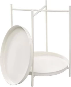 WOLTU Beistelltisch Rund, Couchtisch Mit Stauraum, 2 Abnehmbare Tabletts, Aus Metall -Möbel Store Beistelltisch rund Couchtisch Stauraum 2 abnehmbare Tabletts Metall W0ATT0377 Creme9 1280x1280