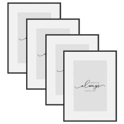 4er Set Bilderrahmen, Fotorahmen Aluminium Matt, Metall Rahmen Mit Plexiglas
