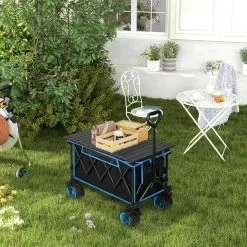 WOLTU Bollerwagen Faltbar, Mit Bremsen, 150L Mit Tischplatte 120 Kg Belastbar -Möbel Store Bollerwagen faltbar mit Bremsen 150L mit Tischplatte 120 kg belastbar W0UETT0104 Blau3 1280x1280