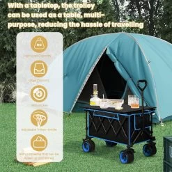 WOLTU Bollerwagen Faltbar, Mit Bremsen, 150L Mit Tischplatte 120 Kg Belastbar -Möbel Store Bollerwagen faltbar mit Bremsen 150L mit Tischplatte 120 kg belastbar W0UETT0104 Blau5 1280x1280