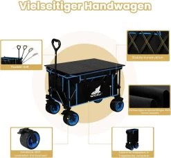 WOLTU Bollerwagen Faltbar, Mit Bremsen, 150L Mit Tischplatte 120 Kg Belastbar -Möbel Store Bollerwagen faltbar mit Bremsen 150L mit Tischplatte 120 kg belastbar W0UETT0104 Blau6 1280x1280