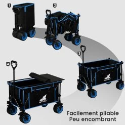 WOLTU Bollerwagen Faltbar, Mit Bremsen, 150L Mit Tischplatte 120 Kg Belastbar -Möbel Store Bollerwagen faltbar mit Bremsen 150L mit Tischplatte 120 kg belastbar W0UETT0104 Blau9 1280x1280