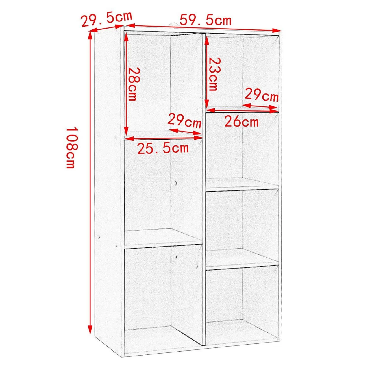 Bücherregal Standregal, Freistehendes Aufbewahrungsregal 7 Fächer Verschiedener Größe 4 Bücherregal Standregal, Freistehendes Aufbewahrungsregal 7 Fächer Verschiedener Größe – Bild 4