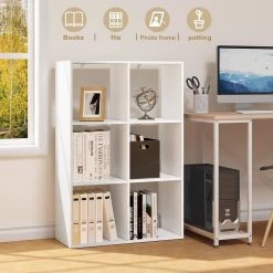 WOLTU Bücherregal Mit 3 Ebenen 6 Fächern, Kippschutz, Aktenschrank, Aus Holzwerkstoff, Weiß -Möbel Store Buecherregal 3 Ebenen Kippschutz 6 Faechern Aktenschrank Holzwerkstoff W0ITT0097 weiss4 1280x1280