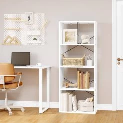 WOLTU Bücherregal Mit 4 Ebenen, Mit Kippschutz, Vitrine Aktenschrank, Aus Holzwerkstoff, Weiß -Möbel Store Buecherregal 4 Ebenen Kippschutz Vitrine Aktenschrank Holzwerkstoff W0ITT0095 weiss6 1280x1280