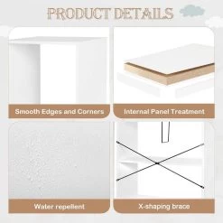 WOLTU Bücherregal Mit 4 Ebenen, Mit Kippschutz, Vitrine Aktenschrank, Aus Holzwerkstoff, Weiß -Möbel Store Buecherregal 4 Ebenen Kippschutz Vitrine Aktenschrank Holzwerkstoff W0ITT0095 weiss7 1280x1280