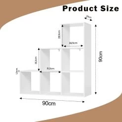WOLTU Bücherregal Mit 6 Fächern, Holzwerkstoff, Würfelregal Stufenregal 90x29x90 Cm, Weiß -Möbel Store Buecherregal 6 Faechern Holzwerkstoff Wuerfelregal Stufenregal 90x29x90cm W0ITT0098 weiss3 1280x1280