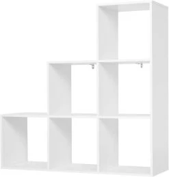 WOLTU Bücherregal Mit 6 Fächern, Holzwerkstoff, Würfelregal Stufenregal 90x29x90 Cm, Weiß -Möbel Store Buecherregal 6 Faechern Holzwerkstoff Wuerfelregal Stufenregal 90x29x90cm W0ITT0098 weiss8 1280x1280