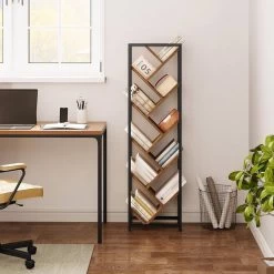 WOLTU Bücherregal Baumform, Standregal Mit 10 Ebenen, Aus Holzwerkstoff, Schwarz Helle Eiche -Möbel Store Buecherregal Baumform Standregal 10 Ebenen Holzwerkstoff W0ITT5003 schwarz helle Eiche4 1280x1280