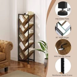 WOLTU Bücherregal Baumform, Standregal Mit 10 Ebenen, Aus Holzwerkstoff, Schwarz Helle Eiche -Möbel Store Buecherregal Baumform Standregal 10 Ebenen Holzwerkstoff W0ITT5003 schwarz helle Eiche6 1280x1280