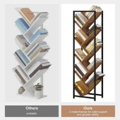 WOLTU Bücherregal Baumform, Standregal Mit 10 Ebenen, Aus Holzwerkstoff, Schwarz Helle Eiche -Möbel Store Buecherregal Baumform Standregal 10 Ebenen Holzwerkstoff W0ITT5003 schwarz helle Eiche8 1280x1280